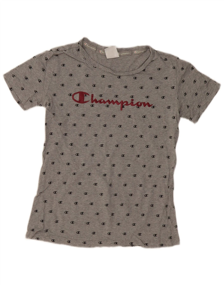 CHAMPION Grafik-T-Shirt-Oberteil für Damen, UK 12, mittelgraue Baumwolle