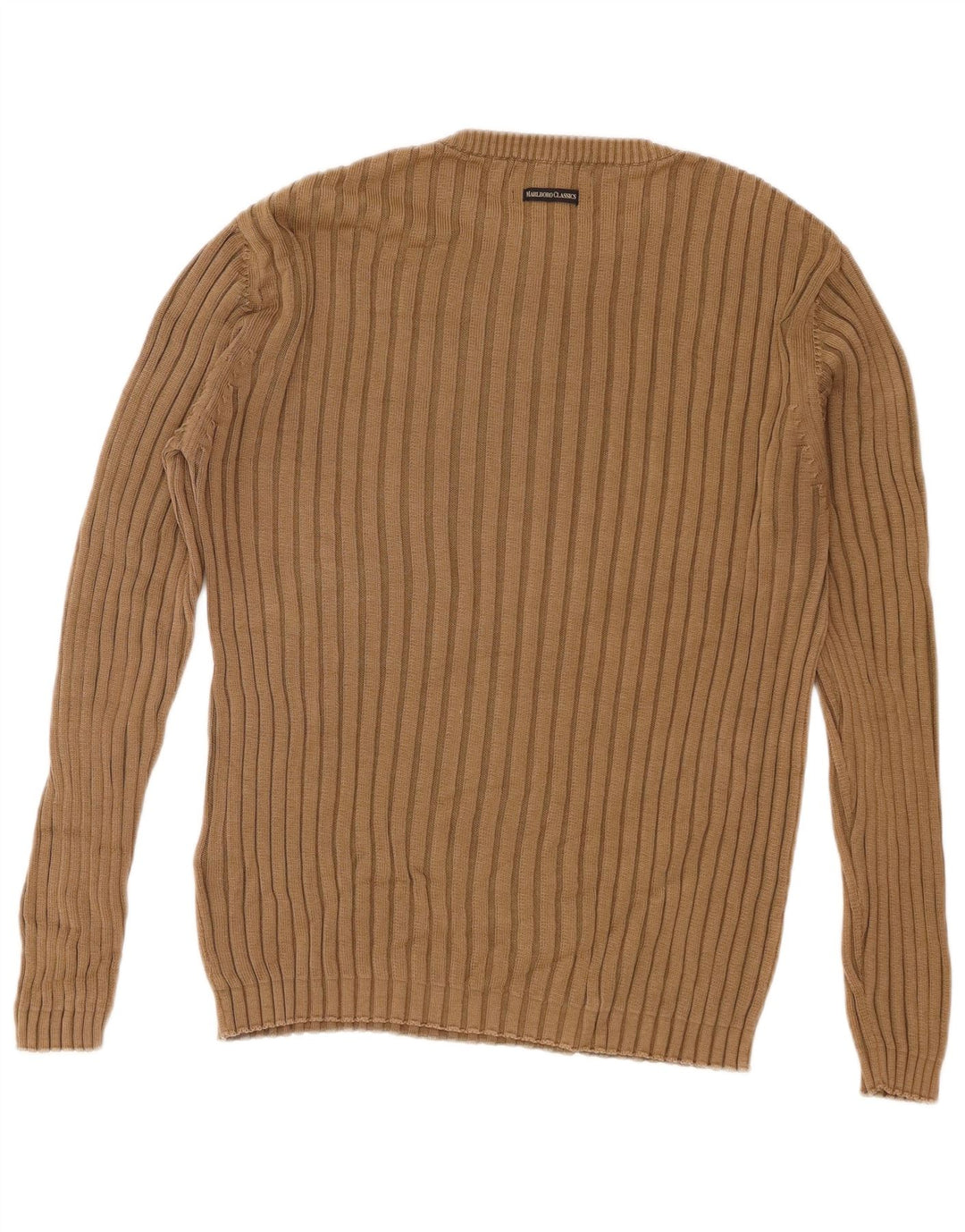 Marlboro Classics Herren-Pullover mit Rundhalsausschnitt, mittelbraune Baumwolle