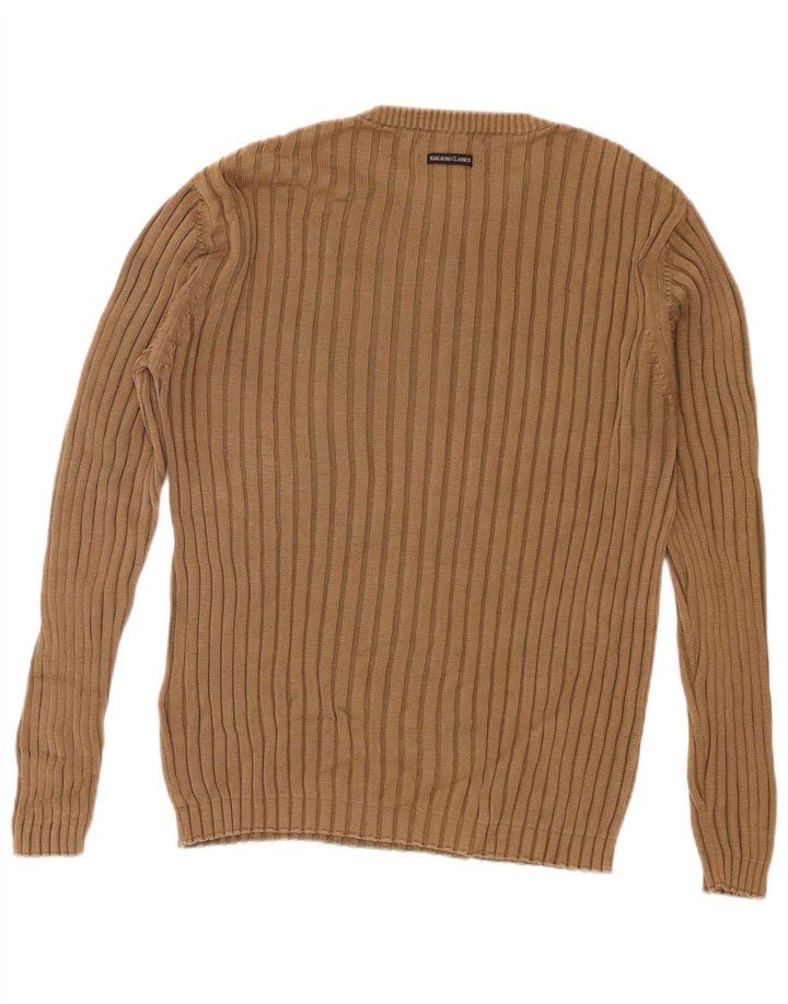 Marlboro Classics Herren-Pullover mit Rundhalsausschnitt, mittelbraune Baumwolle
