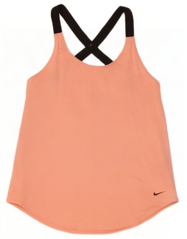 Nike Damen Dri Fit Standard Weste Top UK 4 XS Pink Colourblock Polyester