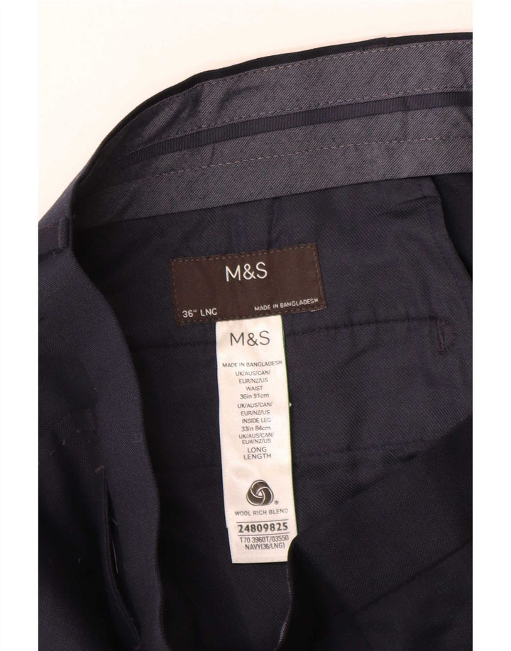 Gerade Chino-Hose für Herren von Marks & Spencer, W36, L31, marineblaue Wolle