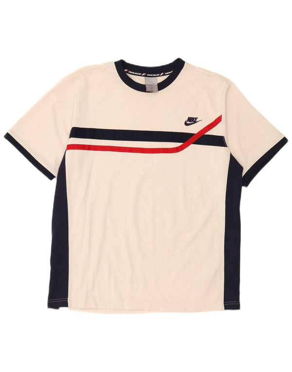 Nike Herren T-Shirt Top UK 42/44 Große weiße Colourblock-Baumwolle
