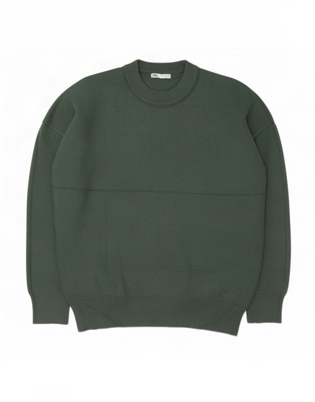 Zara Herren-Pullover mit Rundhalsausschnitt, mittelgrüne Viskose