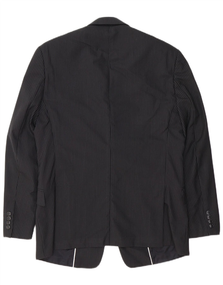 REISS Mens 1 Button Blazer Jacket UK 40 Large Black Pinstripe