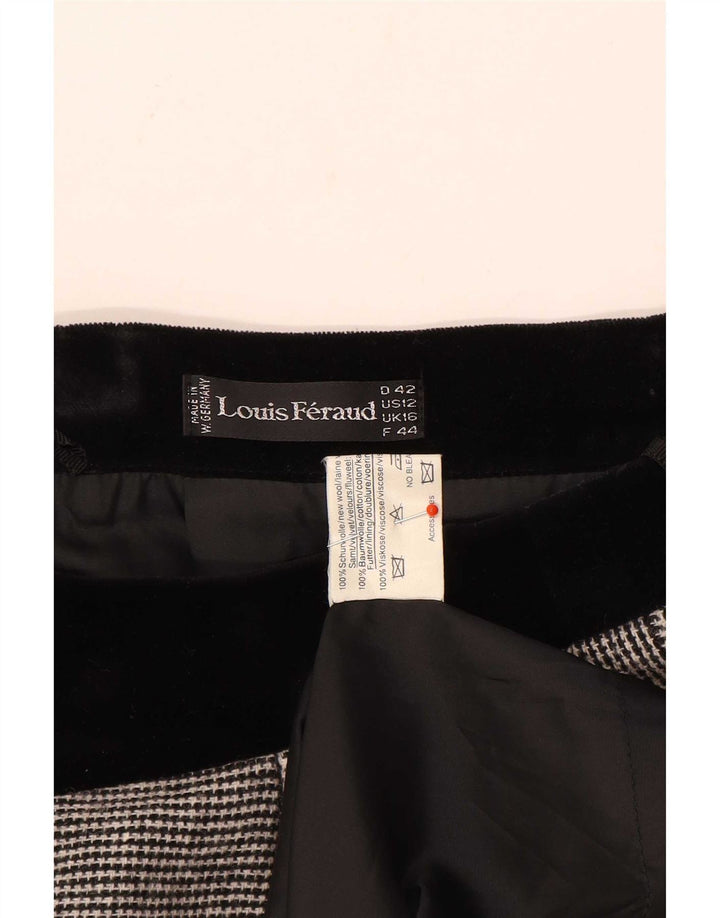 Louis Feraud Damen Midirock UK 16 Large W30 Graue Hahnentrittwolle