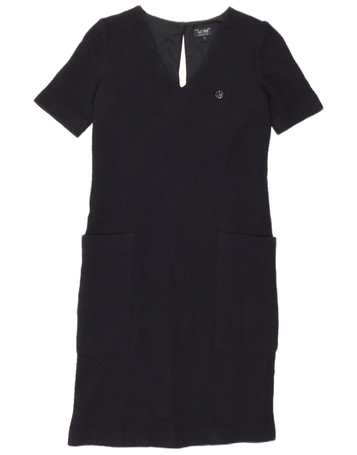 Armani Damen Etuikleid UK 12 Medium Marineblau mit Blumenmuster