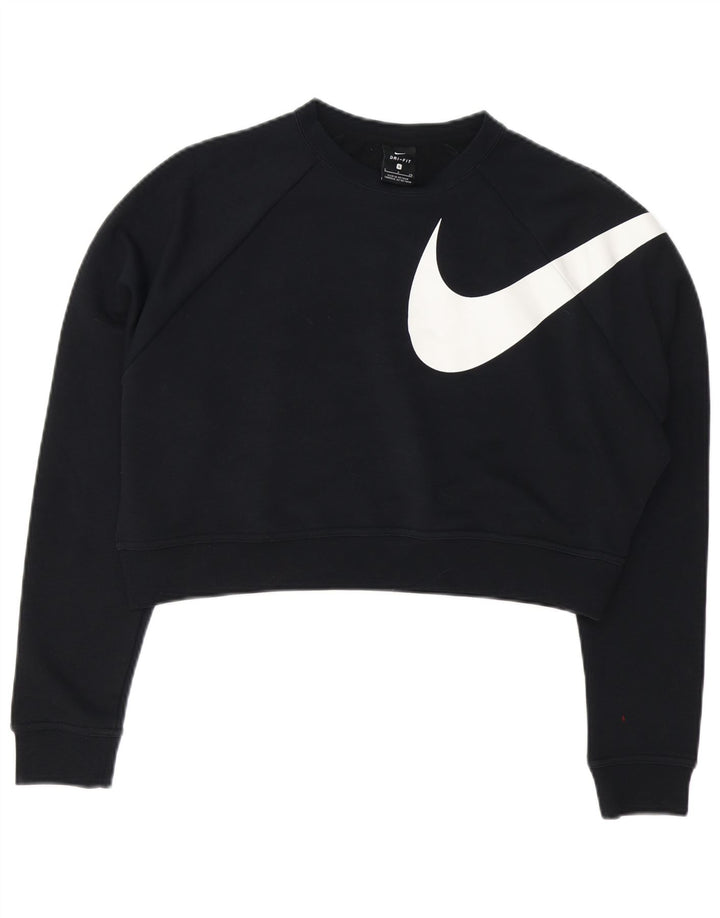 NIKE Damen-Sweatshirt mit übergroßem Crop-Grafikmotiv, Gr. 10, Größe S, Schwarz