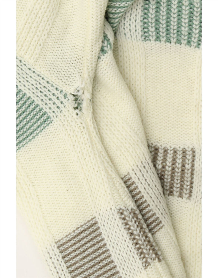 LONDON FOG Herren-Pullover mit V-Ausschnitt, klein, cremefarbenes, gestreiftes Acryl