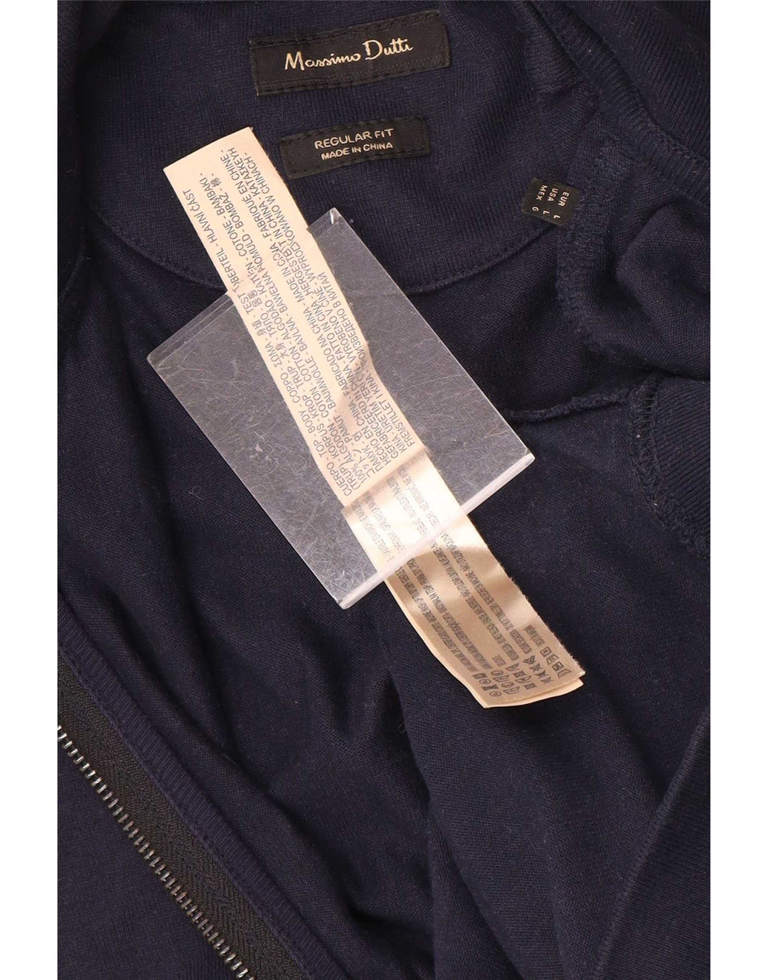 Massimo Dutti Herren-Trainingsanzugoberteil mit normaler Passform, große marineblaue Baumwolle