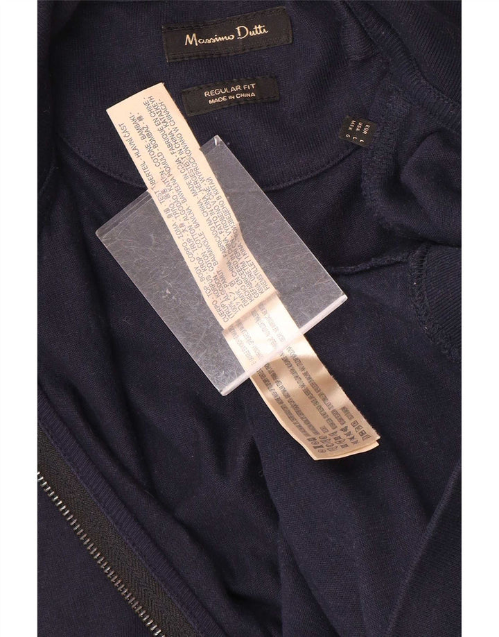 Massimo Dutti Herren-Trainingsanzugoberteil mit normaler Passform, große marineblaue Baumwolle