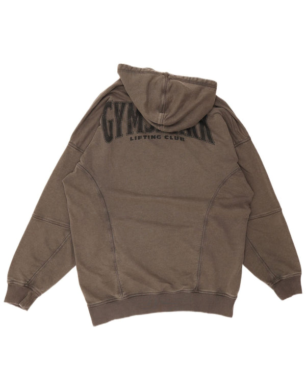 GYMSHARK Herren-Kapuzenpullover mit Grafik, Größe L, Grau, Baumwolle