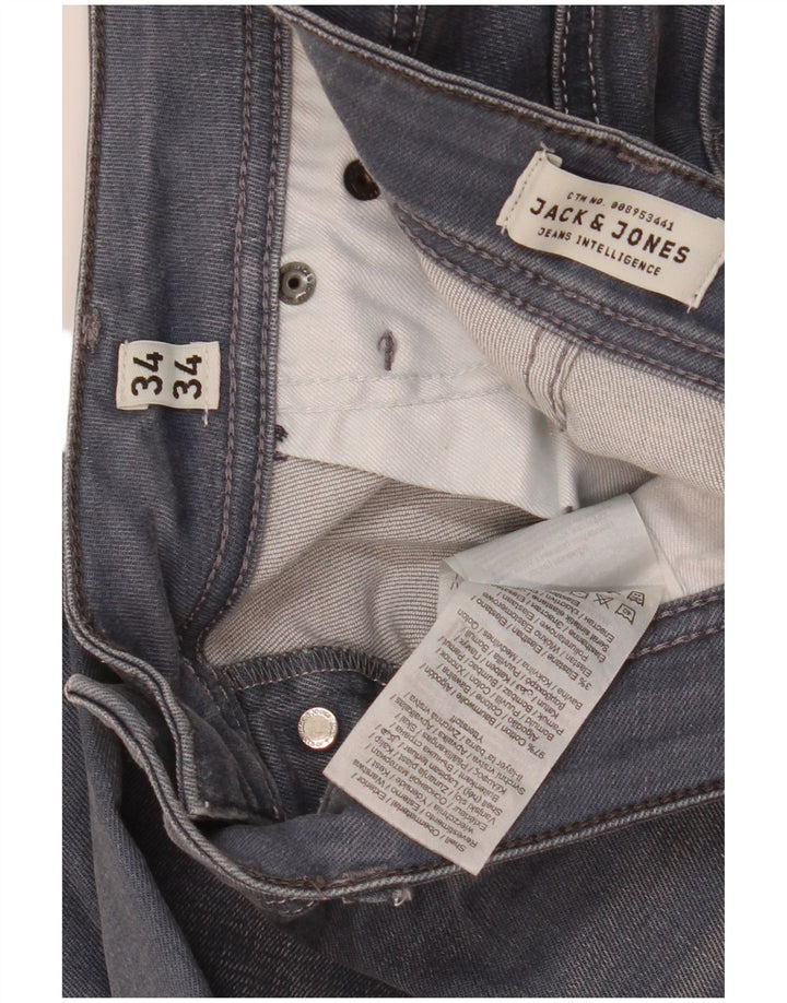 Jack & Jones Herren Tim Slim Jeans W34 L34 Graue Baumwolle