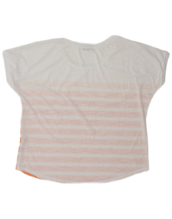 Guess Damen T-Shirt Top UK 14 Medium Weiß gestreift