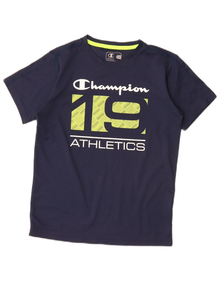 Champion T-Shirt mit Grafik für Jungen, 11–12 Jahre, Größe L, Marineblau, Polyester