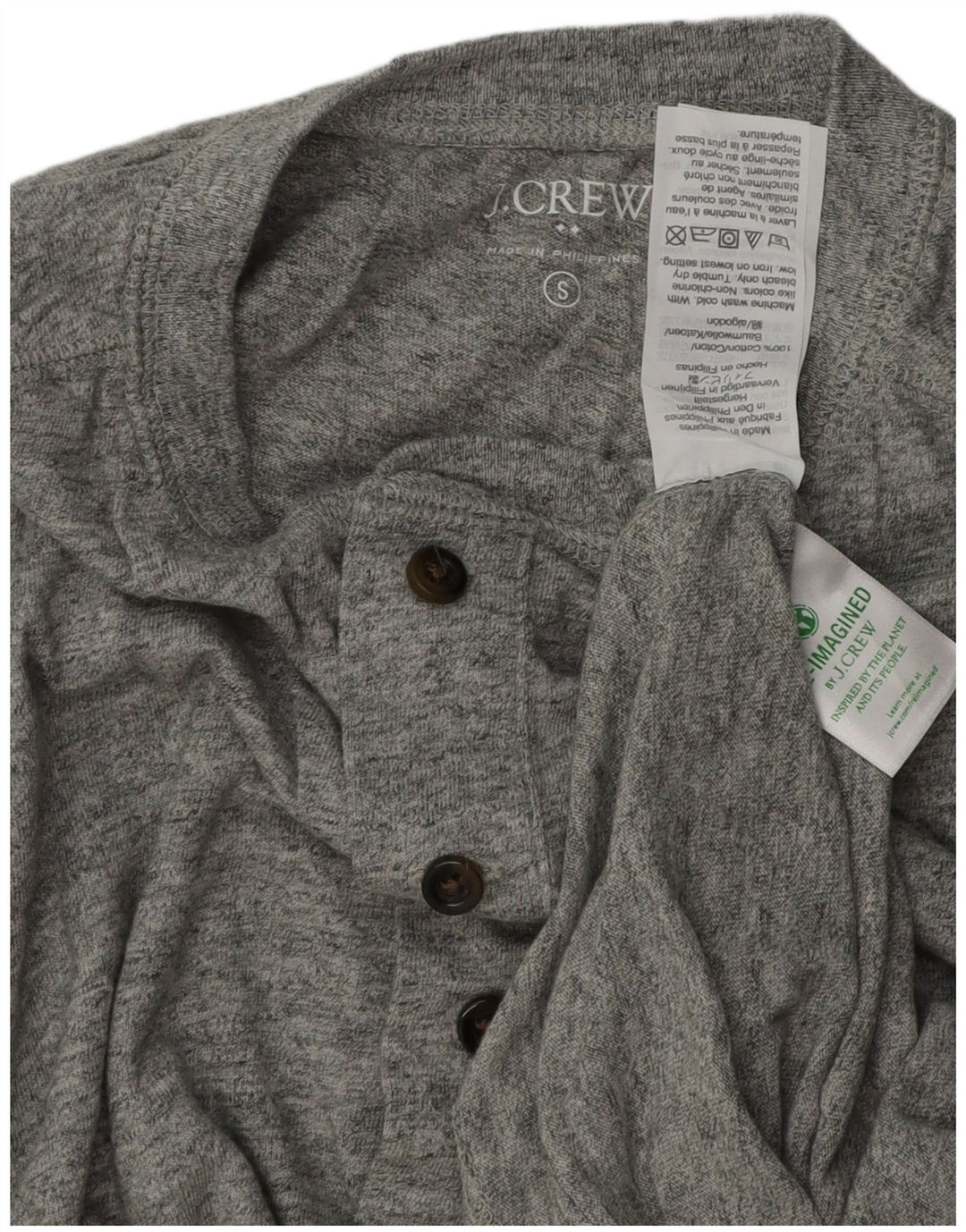 J. CREW Herren-Oberteil, langärmelig, klein, grau meliert, Baumwolle