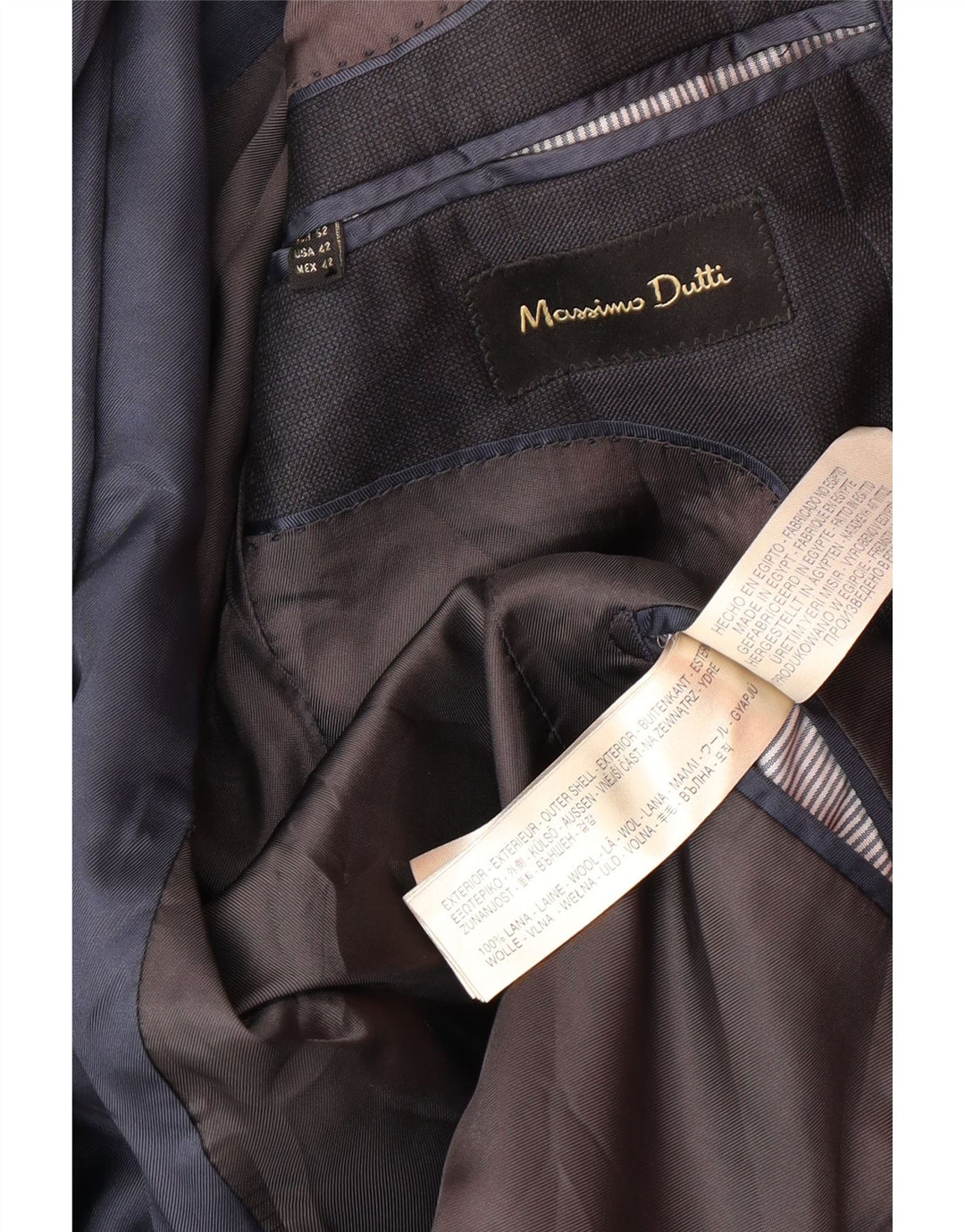 MASSIMO DUTTI Herren-Blazerjacke mit 2 Knöpfen, EU 52, große marineblaue Wolle