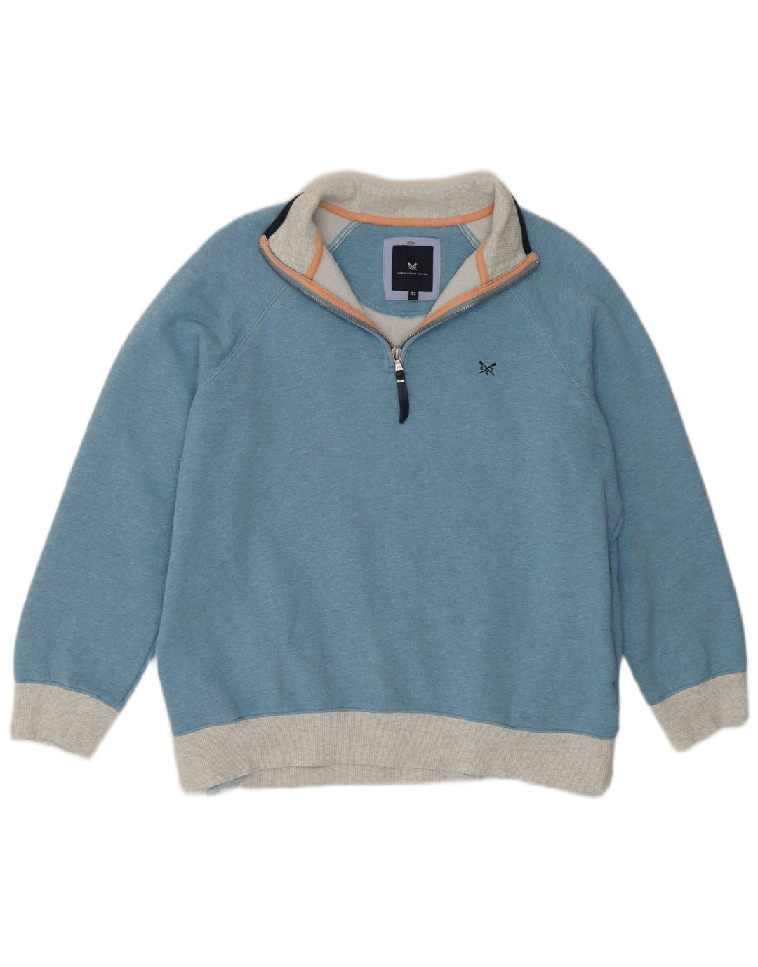 Crew Clothing Damen-Sweatshirt-Pullover UK 12 Mittelblauer Farbblock