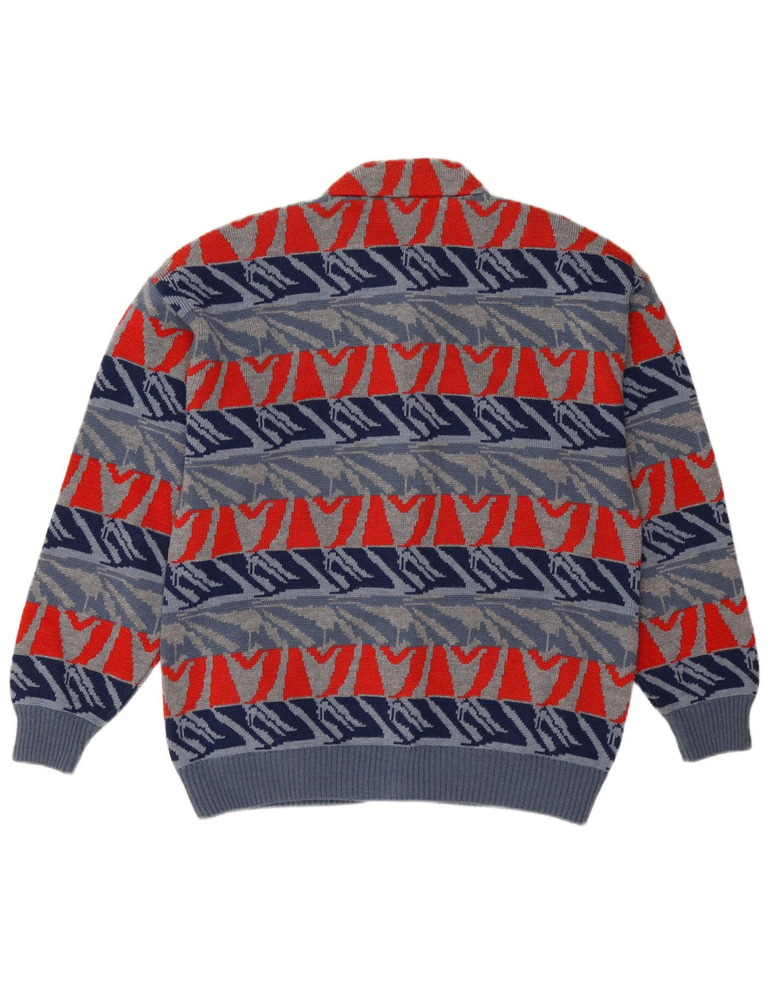 Settebello Herren-Strickjacke, groß, blaue geometrische Wolle