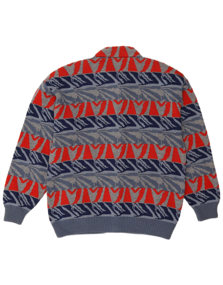 Settebello Herren-Strickjacke, groß, blaue geometrische Wolle