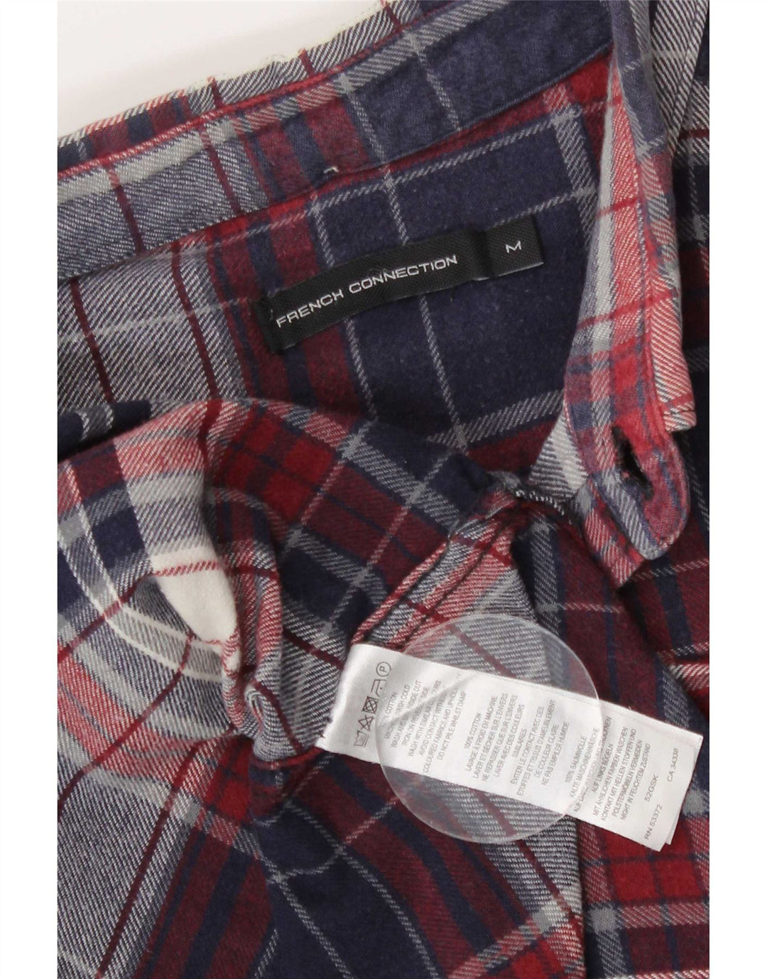 French Connection Herren-Flanellhemd, mittelblau, kariert, Baumwolle