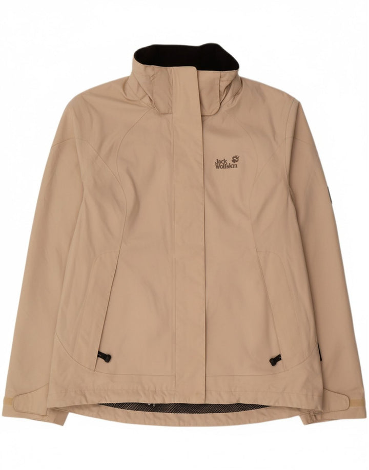 JACK WOLFSKIN Womens Rain Jacket UK 12 Medium Beige Polyester