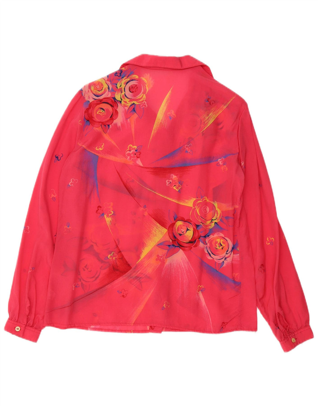 VINTAGE Womens See Through Shirt Blouse IT 44 Medium Pink Floral Acetate