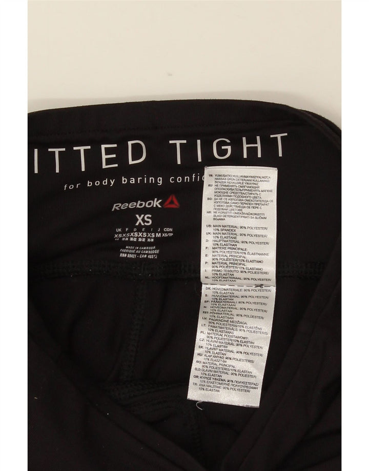 REEBOK Damen Leggings UK 4/6 XS Schwarz Polyester