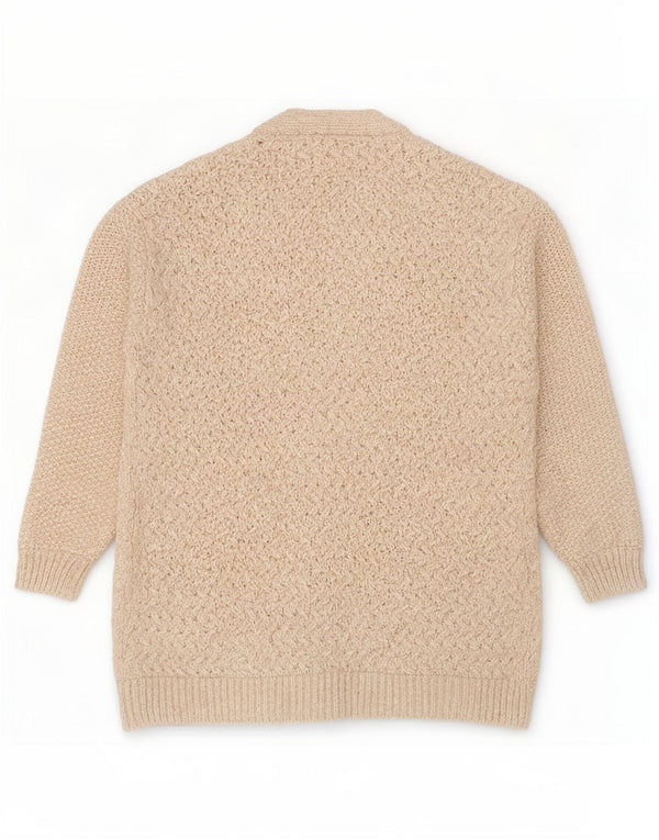 Fat Face Damen Longline Open Cardigan Pullover UK 14 Large Beige Acryl