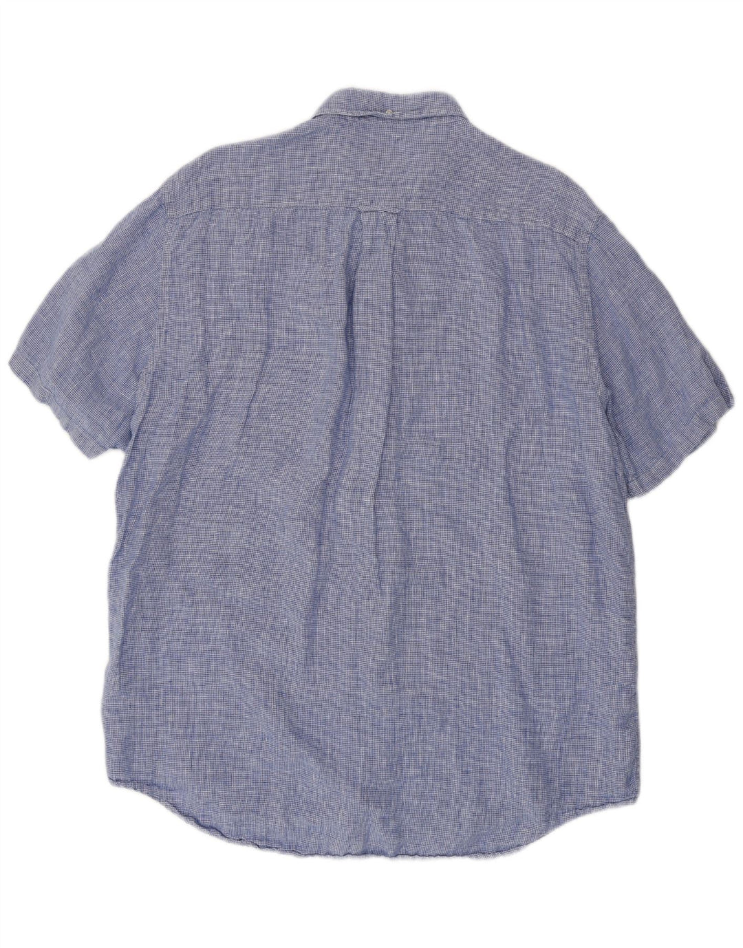 GANT Herren Kurzarmhemd Größe 45/46 2XL Blaues Hahnentritt-Leinen