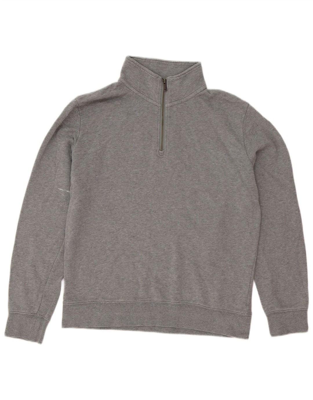 Marks & Spencer Herren-Sweatshirt mit Reißverschluss am Hals, mittelgraue Baumwolle