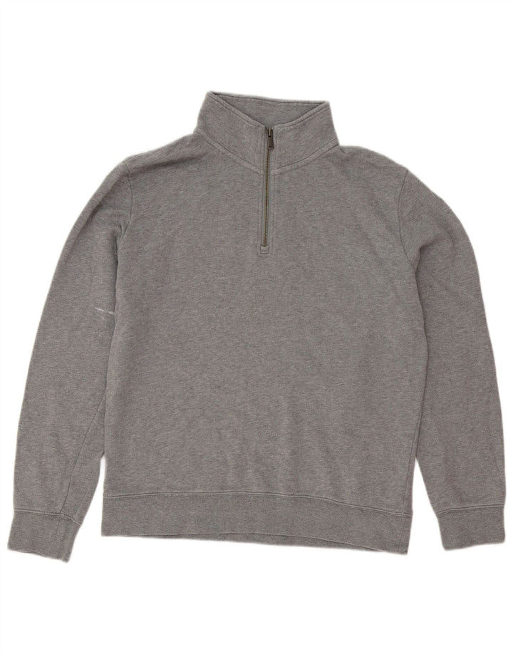 Marks & Spencer Herren-Sweatshirt mit Reißverschluss am Hals, mittelgraue Baumwolle