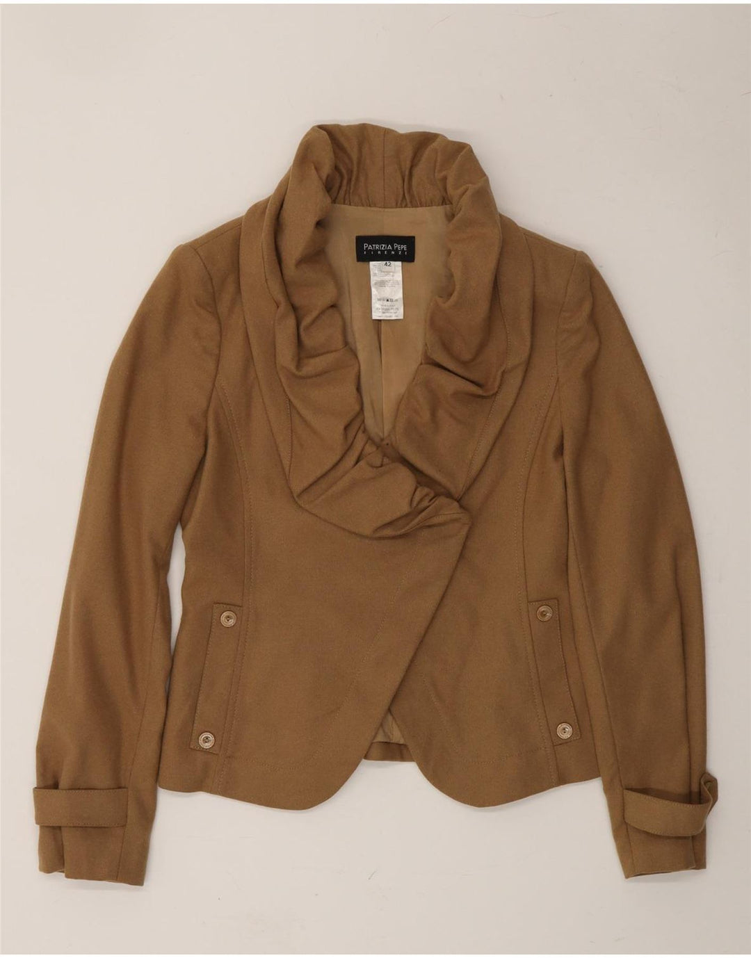 PATRIZIA PEPE Womens Open Blazer Jacket IT 42 Medium Beige Wool