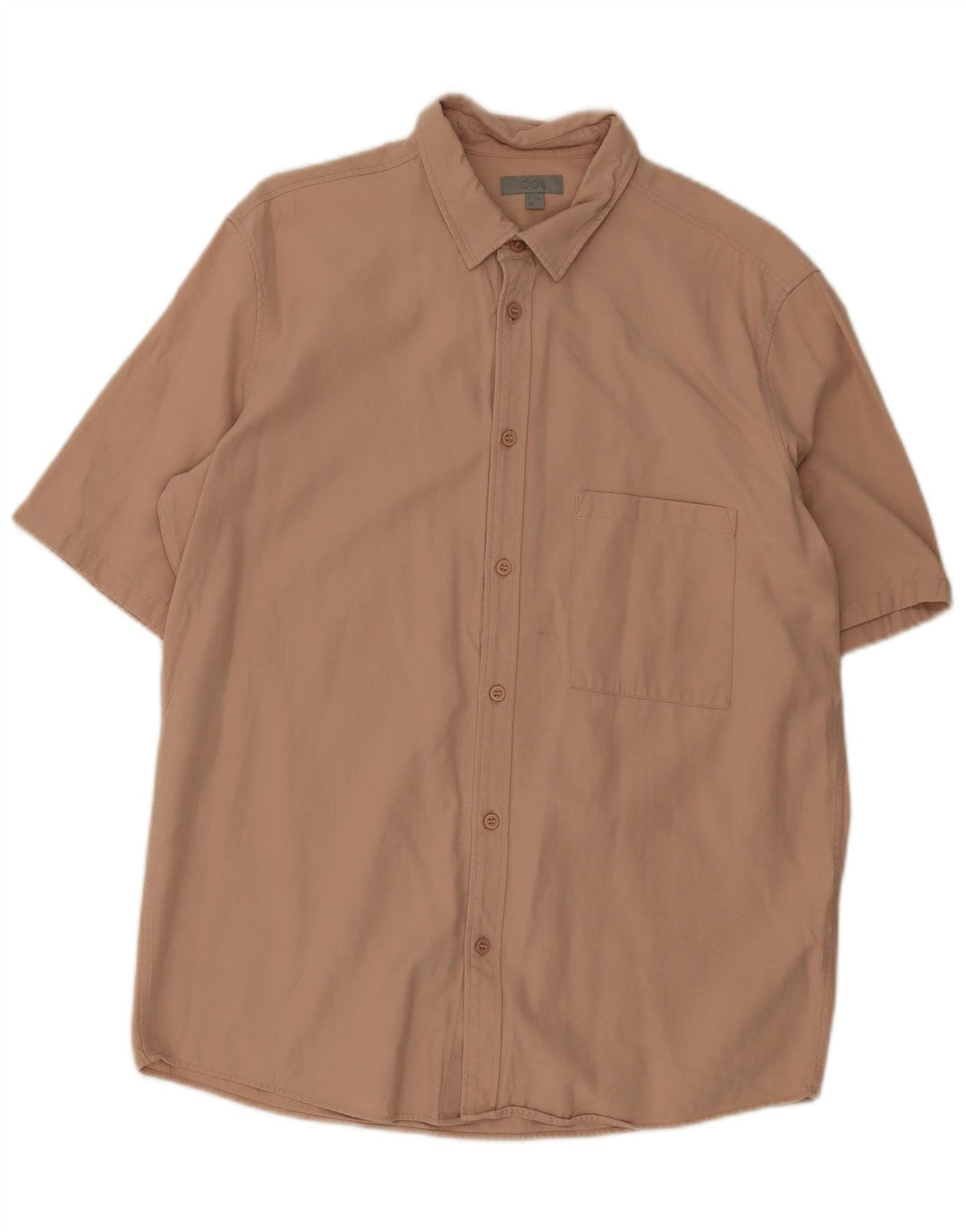 Cos Herren Kurzarmhemd Mittelbeige Lyocell