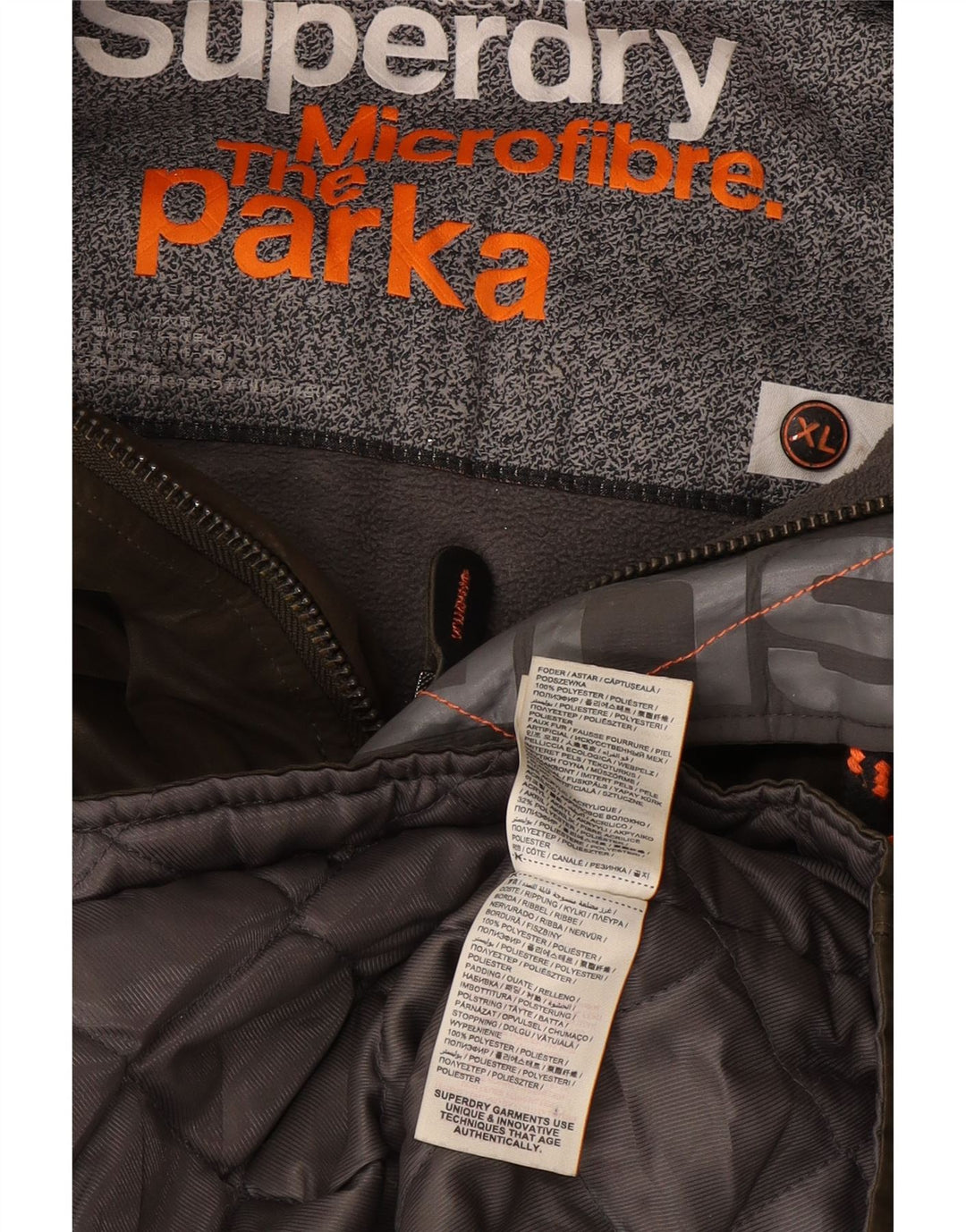 Superdry Herren-Parka mit Kapuze, UK 42, XL, Khaki, Polyester