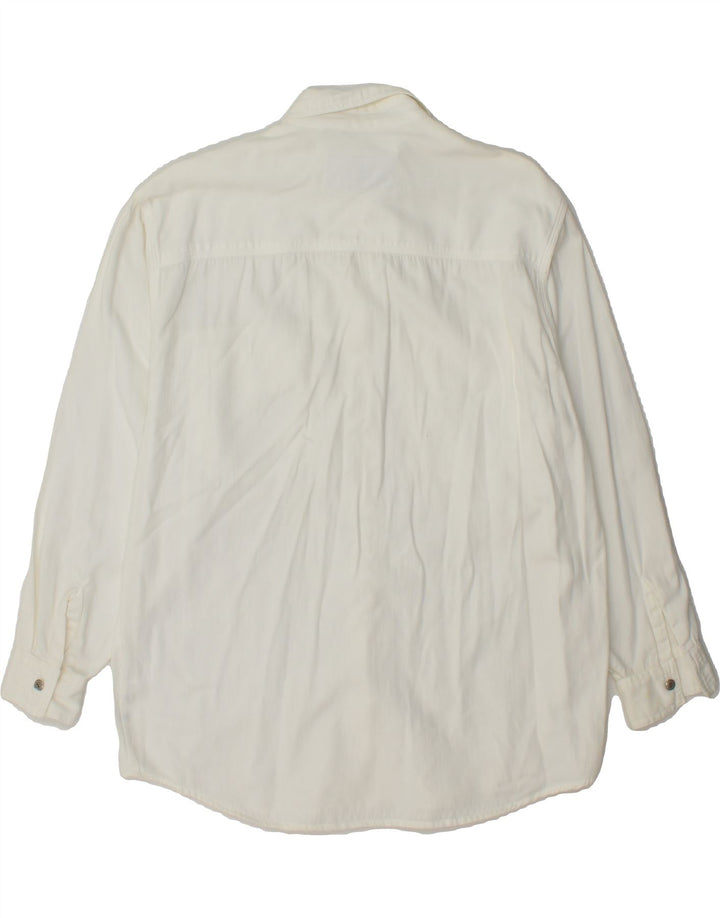 VINTAGE Womens Shirt UK 12/14 Medium White Cotton Vintage Vintage and Second-Hand Vintage from Messina Hembry 