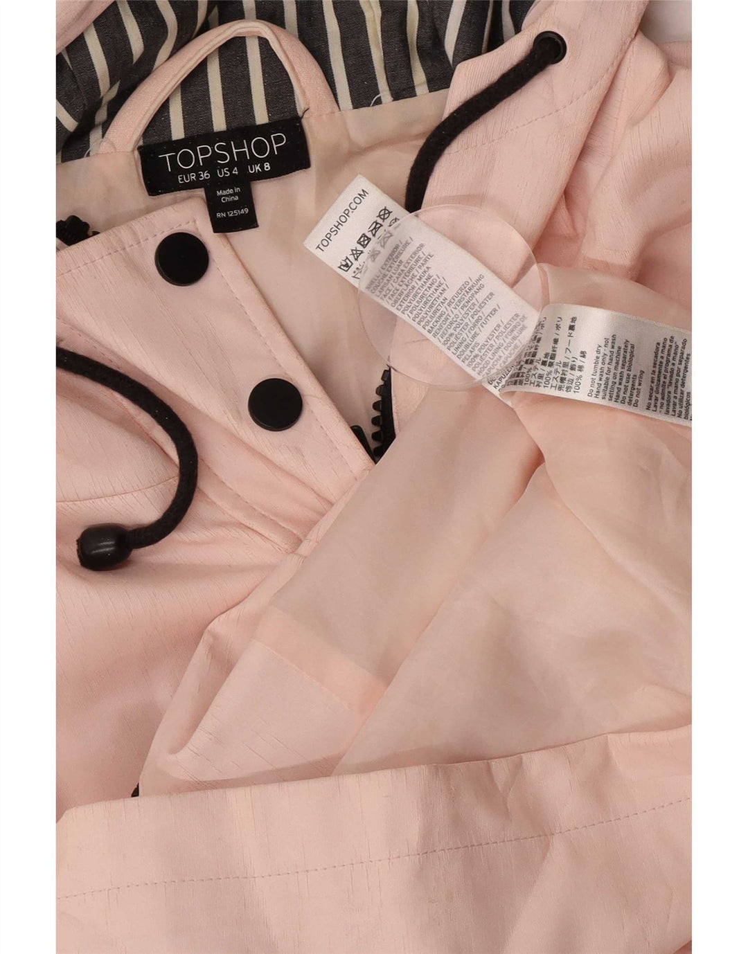 Topshop Damen-Regenjacke mit Kapuze, reguläre Passform, UK 8, Größe S, Rosa, Polyester