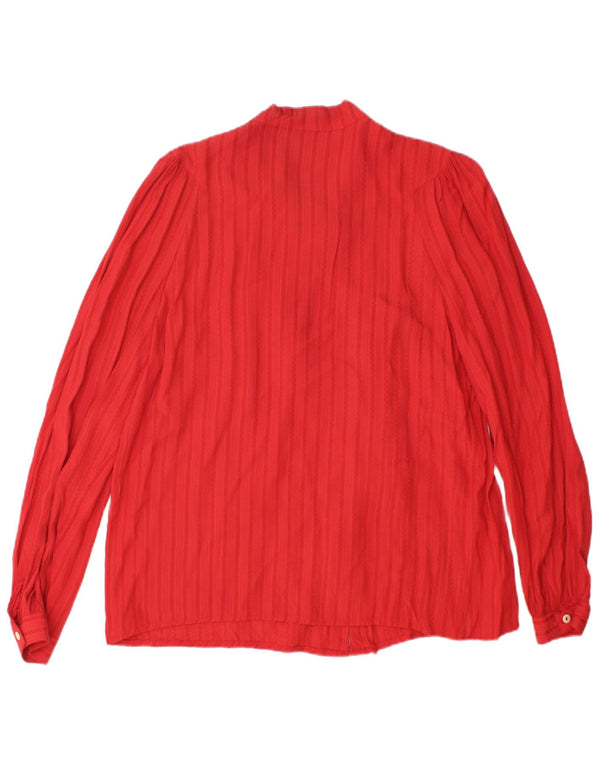 Vintage Damen-Hemdbluse mit Vorderkrawatte, UK 14, groß, rot gestreift