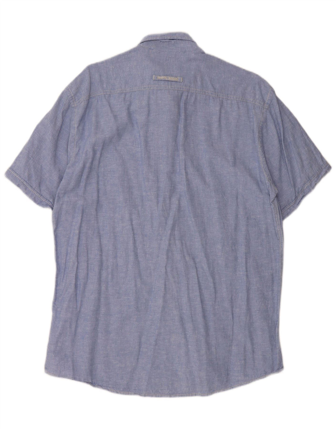 CAMEL ACTIVE Herren-Kurzarmhemd mit normaler Passform, großes, blau meliertes Leinen