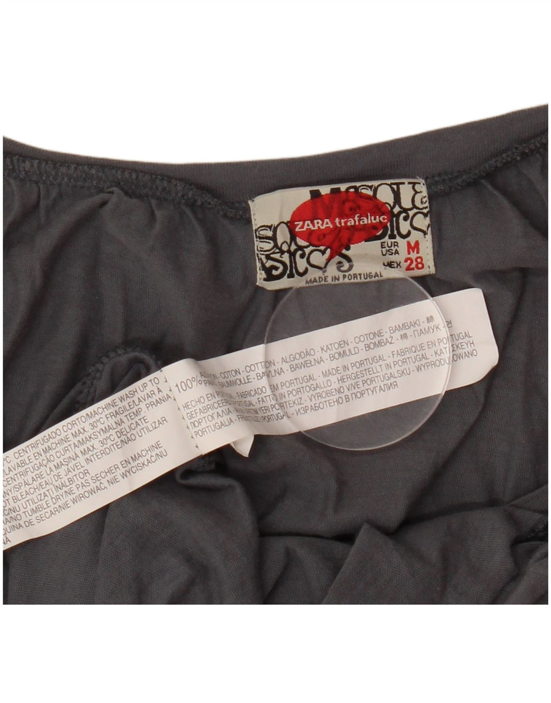 ZARA Damen Trafaluc 3/4-Ärmel-Blusenoberteil UK 12 Mittelgraue Baumwolle