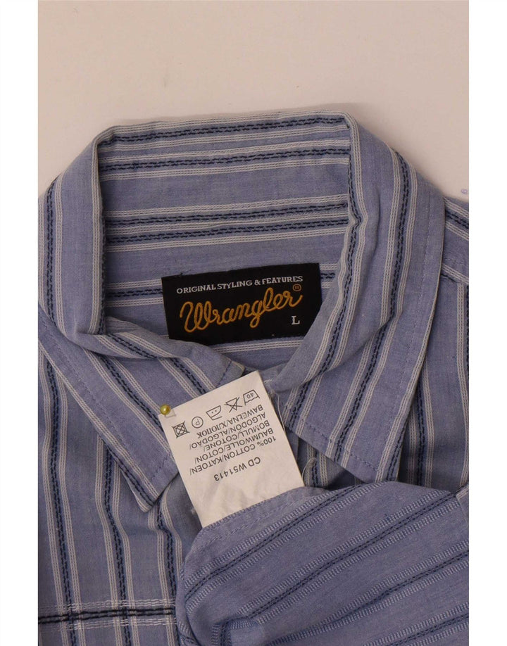 Wrangler Herren-Kurzarmhemd, groß, blau gestreift, Baumwolle