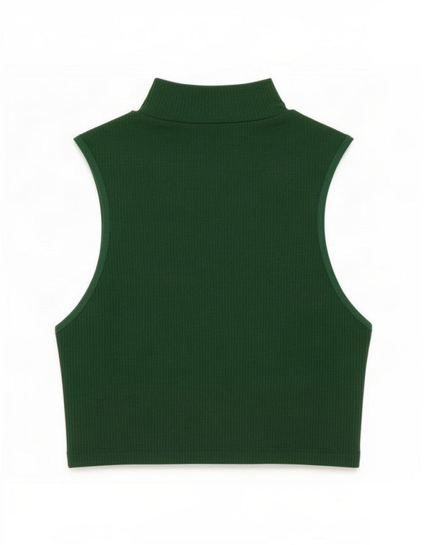 Zara Damen Crop Vest Top UK 4 XS Grünes Nylon