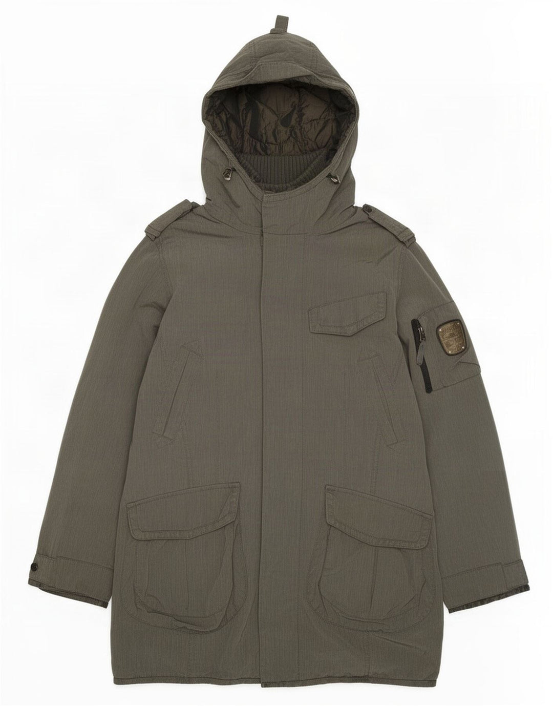 Dekker Herren-Militär-Parka mit Kapuze, Größe S, Größe 36, Grau, Polyamid