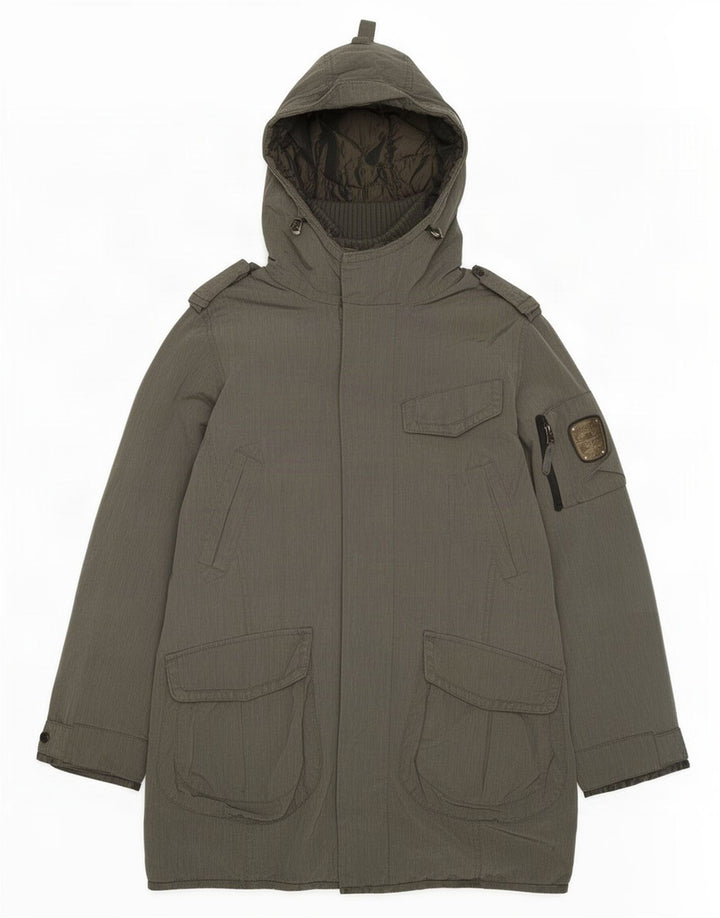 Dekker Herren-Militär-Parka mit Kapuze, Größe S, Größe 36, Grau, Polyamid