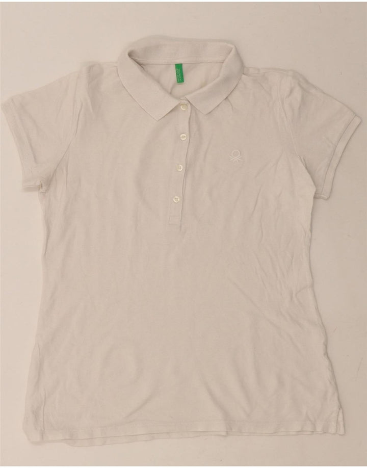 BENETTON Womens Polo Shirt UK 12 Medium White Vintage Benetton and Second-Hand Benetton from Messina Hembry 
