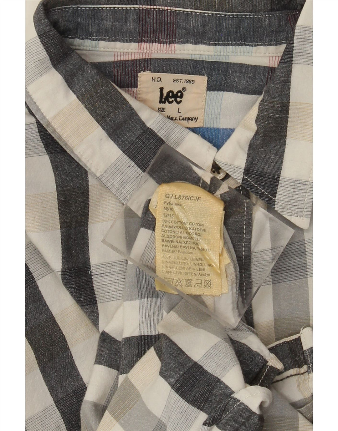 Lee Herrenhemd, groß, grau kariert, Baumwolle