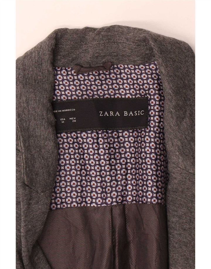 Zara Damen 1-Knopf-Blazerjacke UK 14 Mittelgraues Acetat