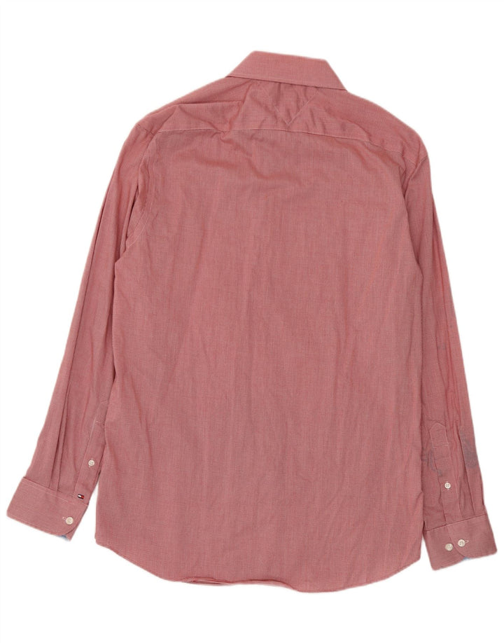 Tommy Hilfiger Herren Flex Slim Fit Hemd Größe 16 Großes rotes Hahnentrittmuster