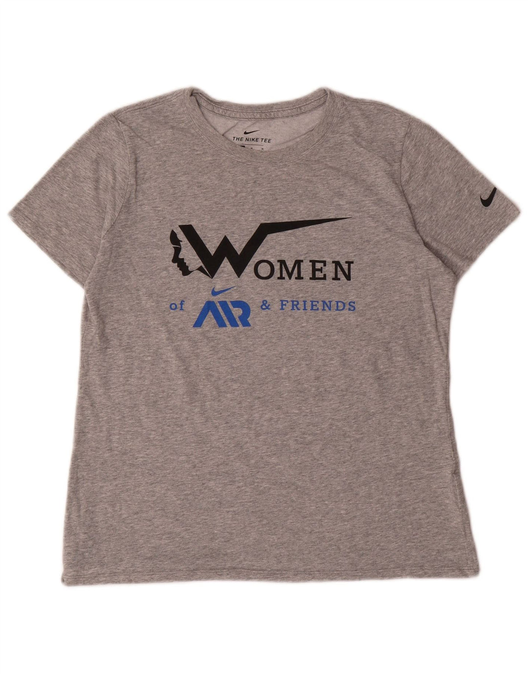NIKE Damen Dri Fit Graphic T-Shirt Top UK 14 Mittelgraue Baumwolle