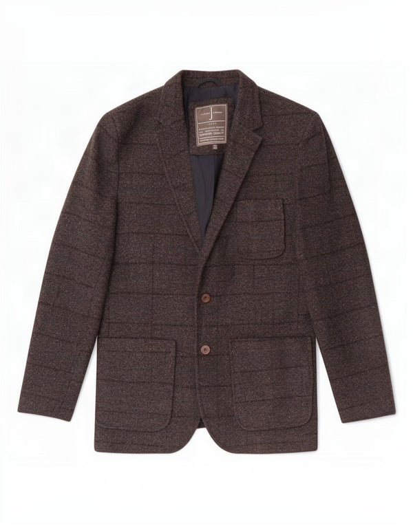 Jasper Conran Herren-Blazer mit 2 Knöpfen, UK 40, große grau karierte Wolle