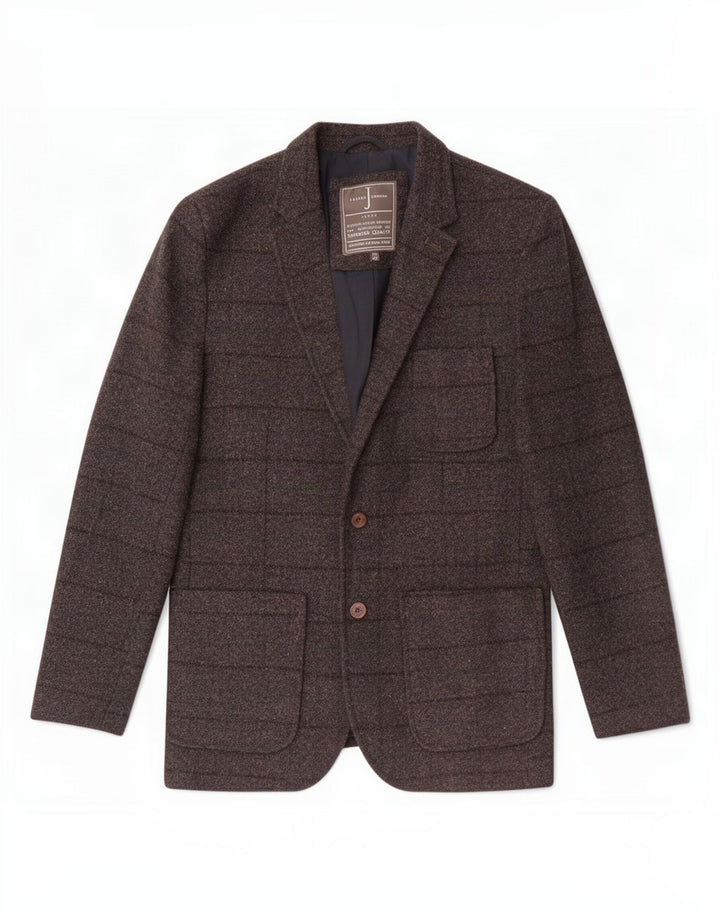 Jasper Conran Herren-Blazer mit 2 Knöpfen, UK 40, große grau karierte Wolle